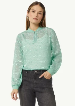 Semitransparente Jacquard-Bluse mit Stehkragen-Comma Online