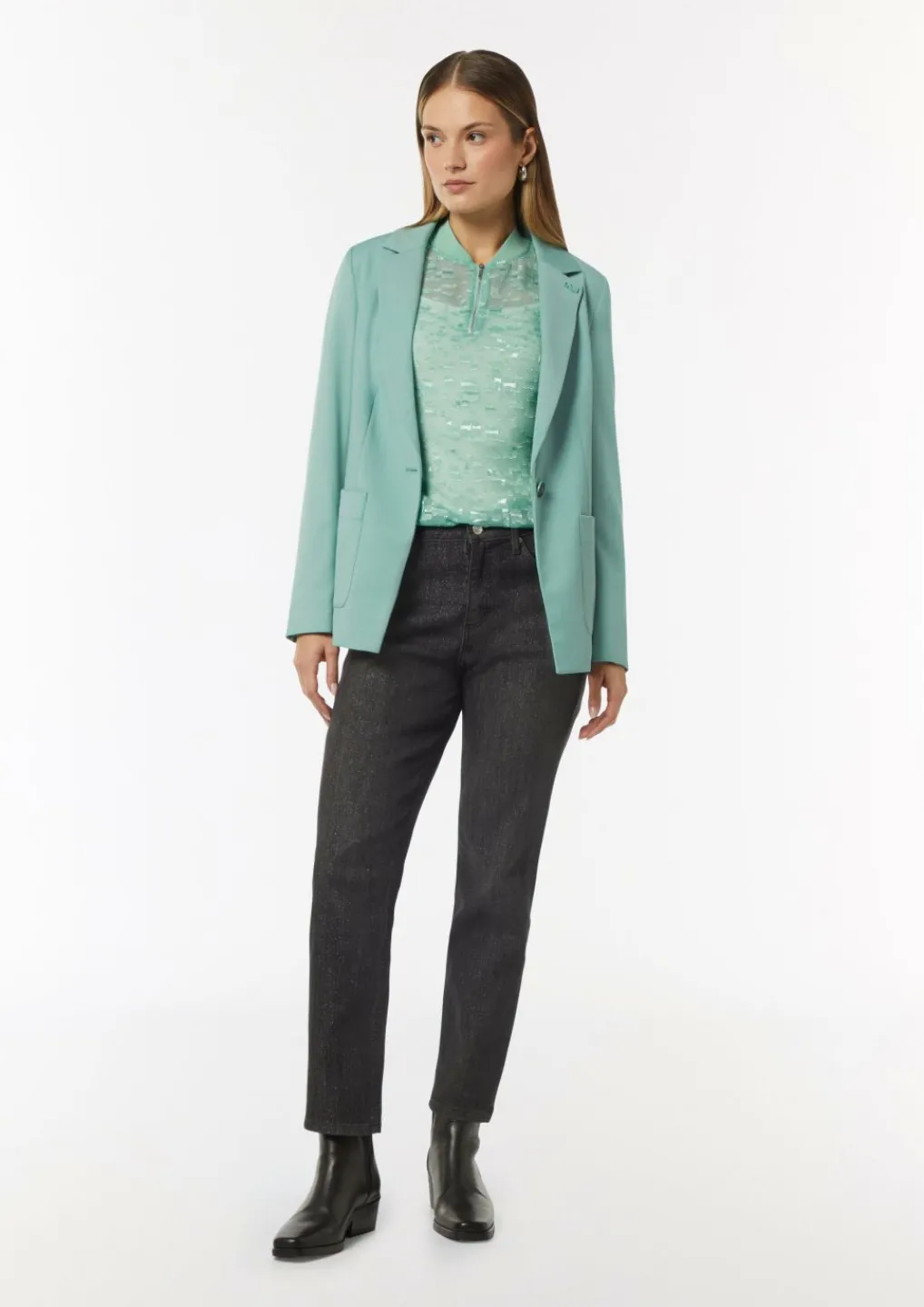 Semitransparente Jacquard-Bluse mit Stehkragen-Comma Online