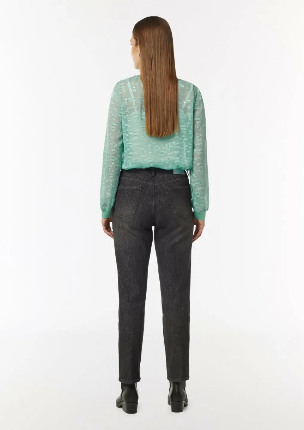 Semitransparente Jacquard-Bluse mit Stehkragen-Comma Online