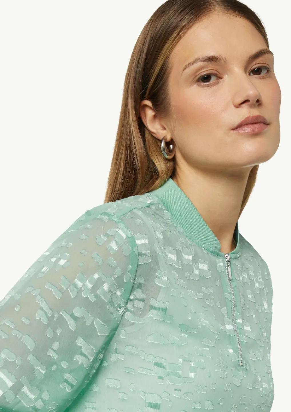 Semitransparente Jacquard-Bluse mit Stehkragen-Comma Online