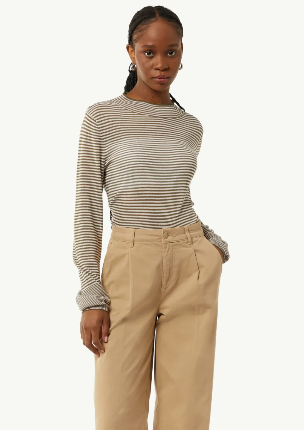 Semitransparenter Strickpullover mit angedeutetem Stehkragen-Comma Discount