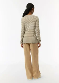 Semitransparenter Strickpullover mit angedeutetem Stehkragen-Comma Discount