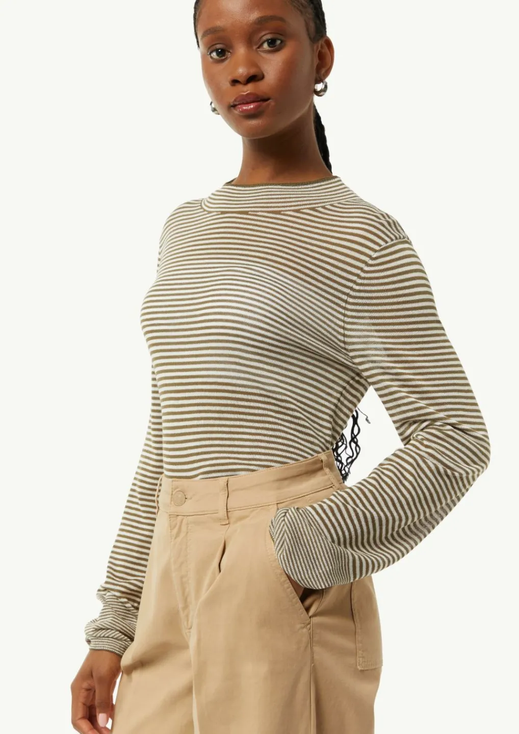 Semitransparenter Strickpullover mit angedeutetem Stehkragen-Comma Discount