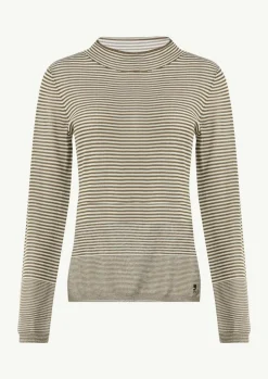 Semitransparenter Strickpullover mit angedeutetem Stehkragen-Comma Discount