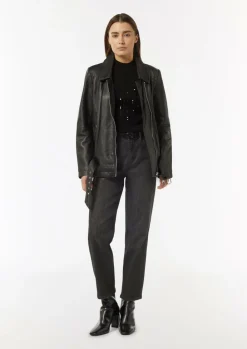 Slim-Fit-Strickpullover mit Paillettenbesatz-Comma Online