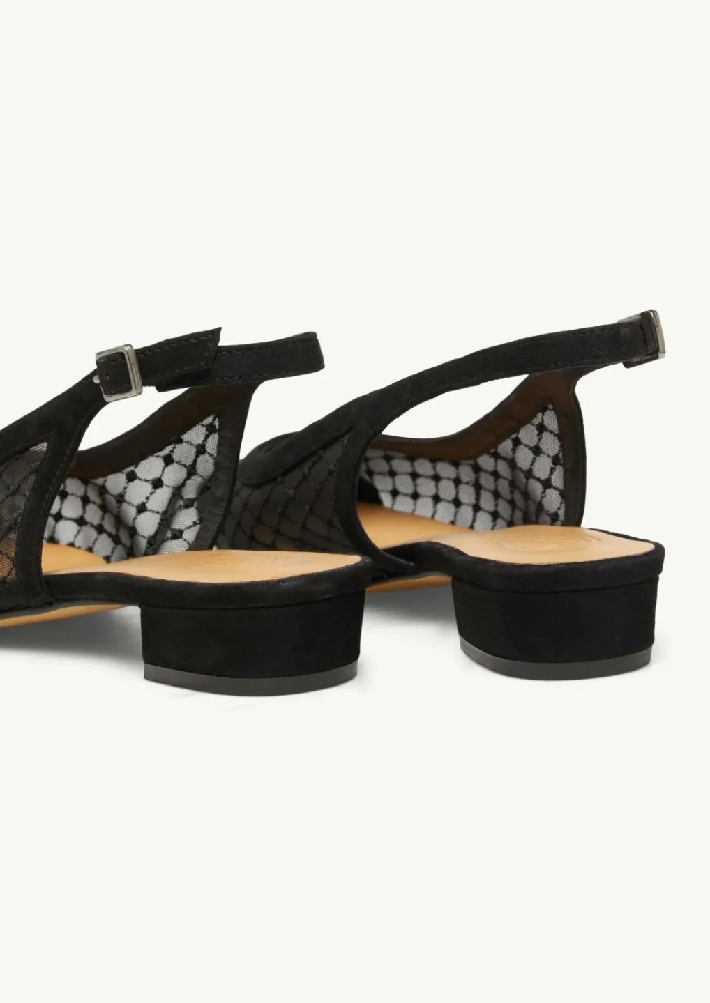 Slingback-Ballerinas aus Veloursleder und Mesh-Comma Sale