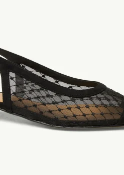 Slingback-Ballerinas aus Veloursleder und Mesh-Comma Sale