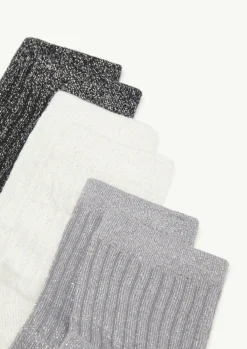 Socken im 3er-Pack aus Baumwollmix mit Glitzergarn-Comma Online