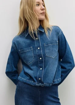 Softe Blousson-Jeansjacke mit Druckknöpfen-Comma New