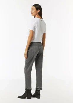 Straight-Leg-Jeans mit gefranstem Saum-Comma Outlet
