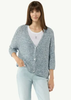 Strickjacke aus Baumwollmix mit Rippbündchen-Comma Hot