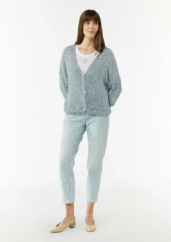 Strickjacke aus Baumwollmix mit Rippbündchen-Comma Hot