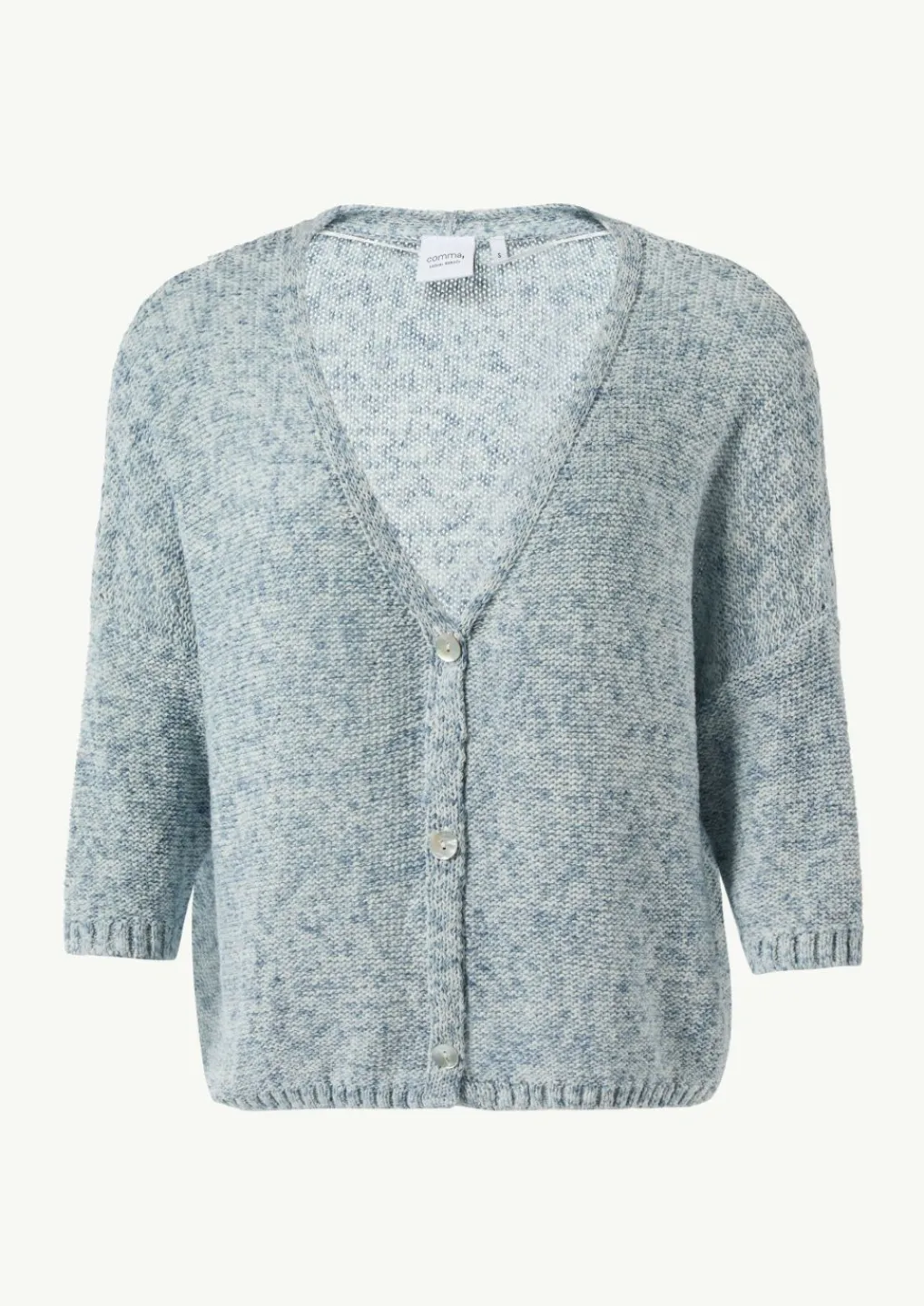 Strickjacke aus Baumwollmix mit Rippbündchen-Comma Hot