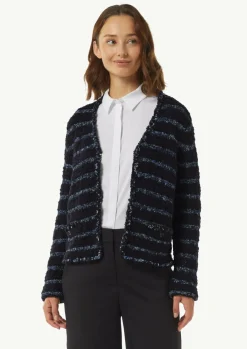 Strickjacke aus Effektgarn mit Fransen-Comma Discount