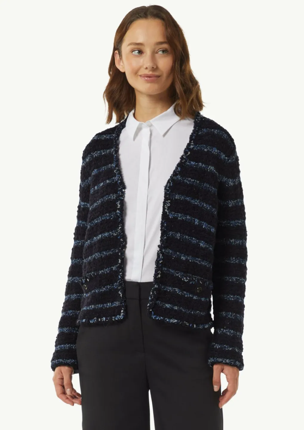 Strickjacke aus Effektgarn mit Fransen-Comma Discount
