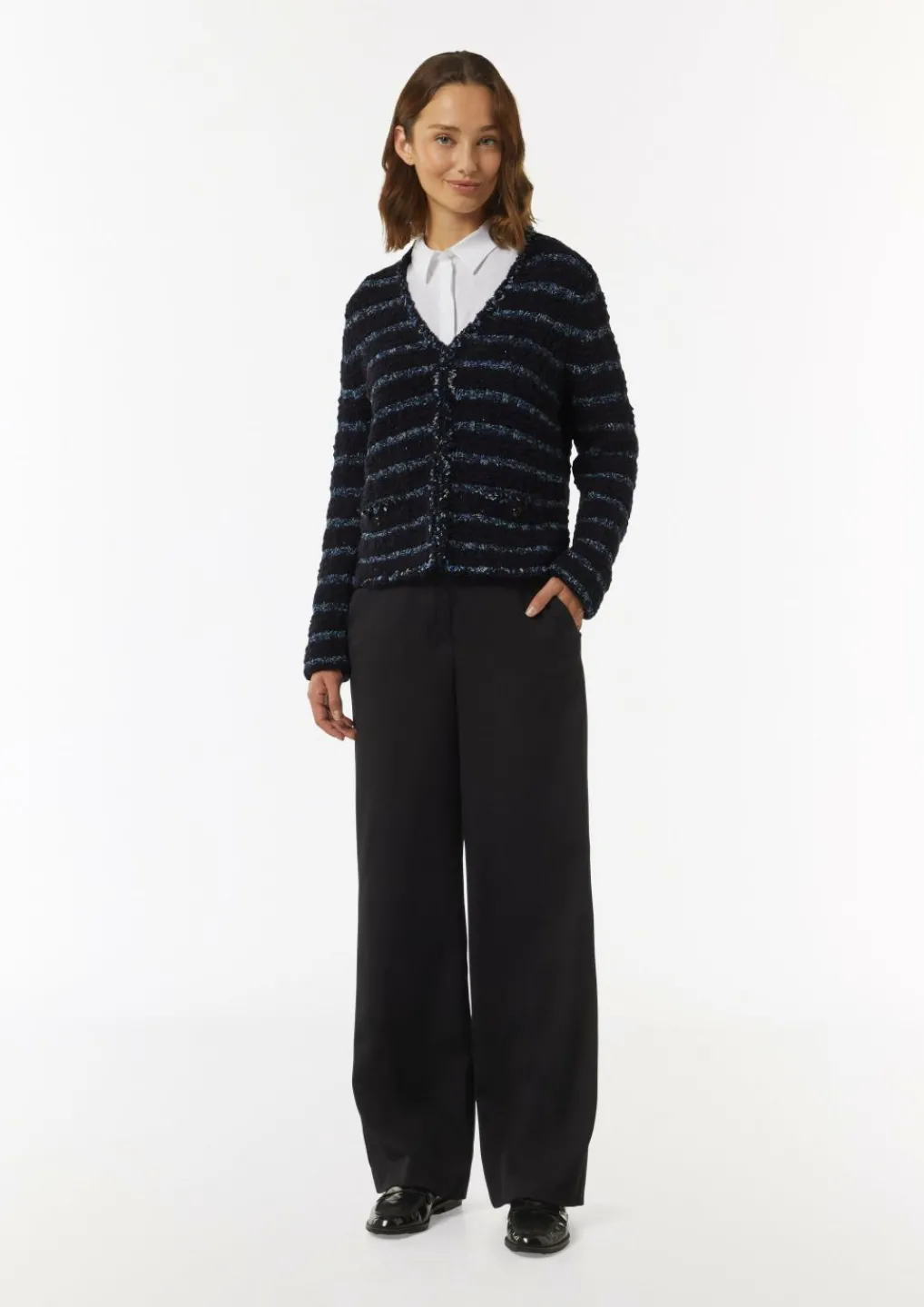 Strickjacke aus Effektgarn mit Fransen-Comma Discount