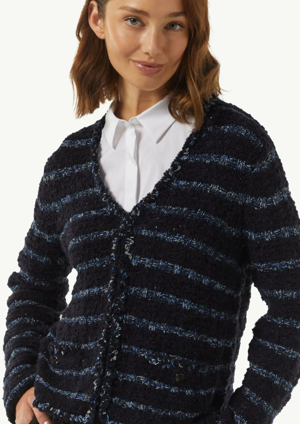 Strickjacke aus Effektgarn mit Fransen-Comma Discount