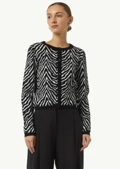 Strickjacke mit Animal-Print und Knopfleiste-Comma New