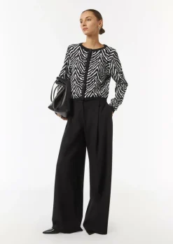Strickjacke mit Animal-Print und Knopfleiste-Comma New