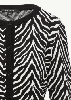 Strickjacke mit Animal-Print und Knopfleiste-Comma New
