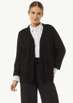 Strickjacke mit Pailletten und V-Ausschnitt-Comma Online