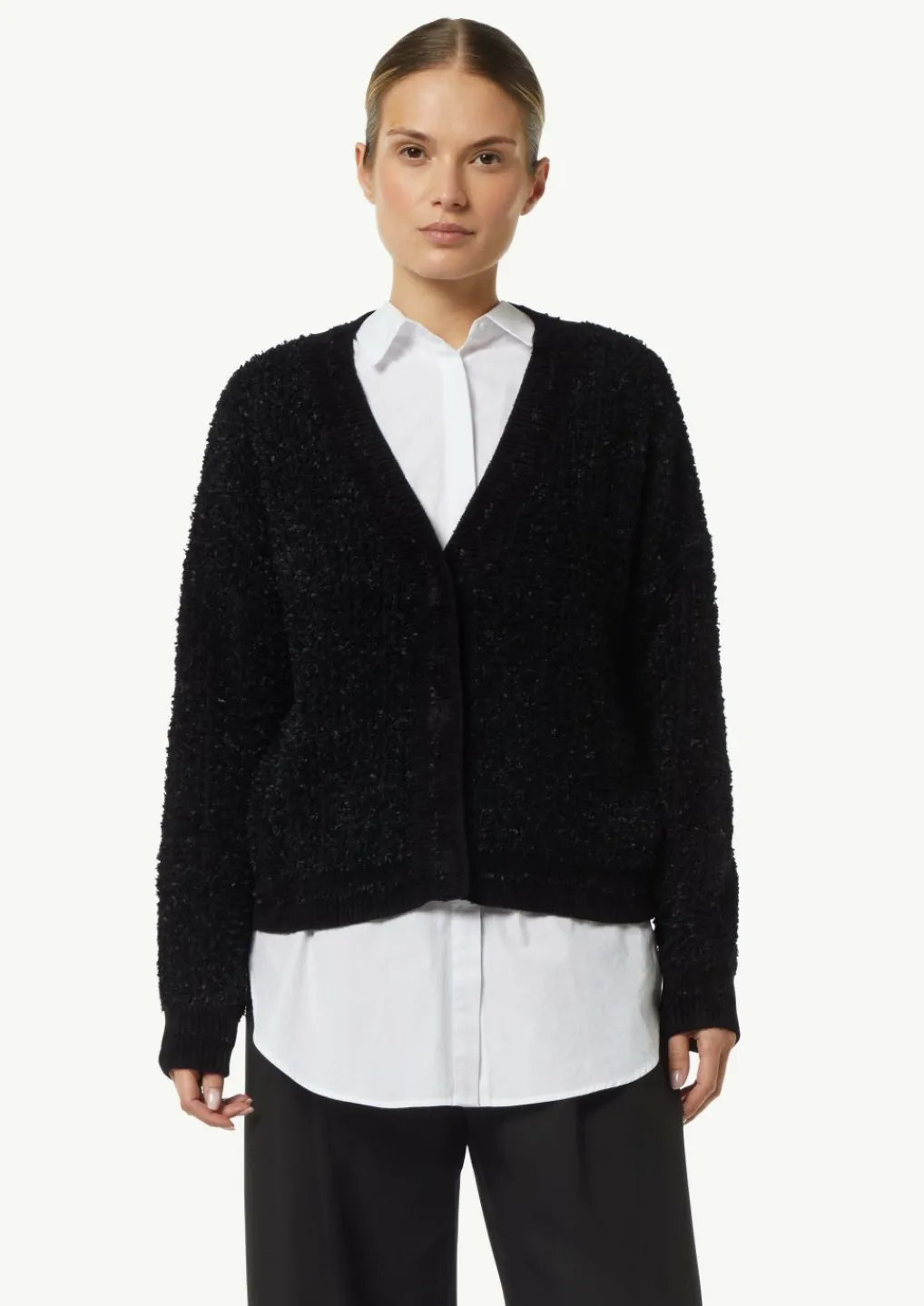 Strickjacke mit verdeckter Knopfleiste-Comma Outlet