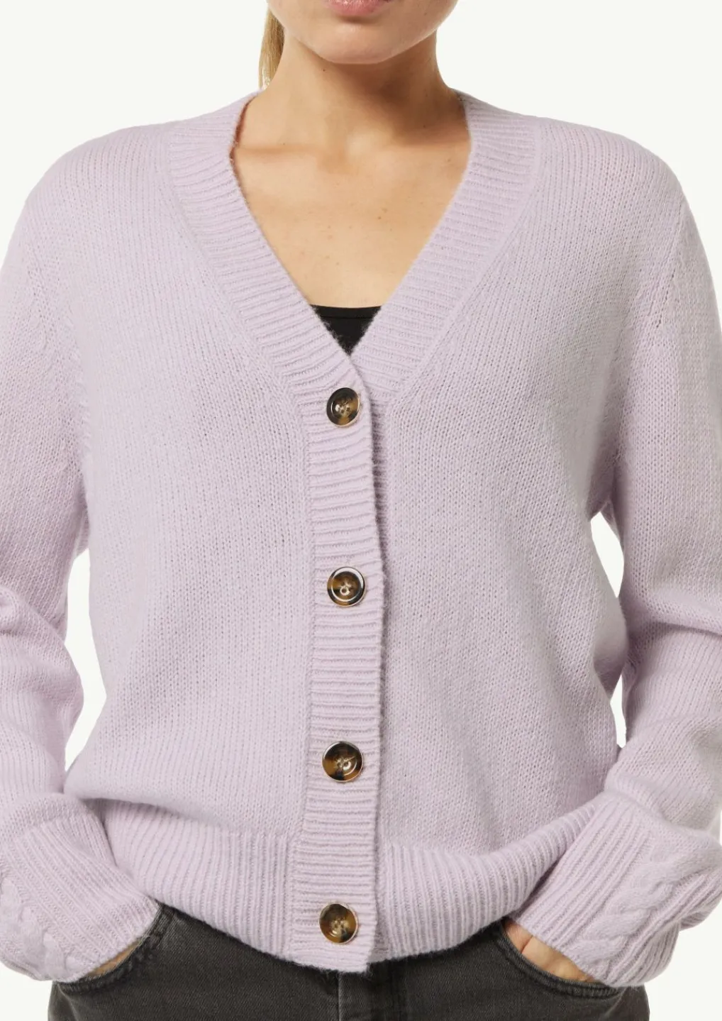 Strickjacke mit Zopf-Detail-Comma Discount