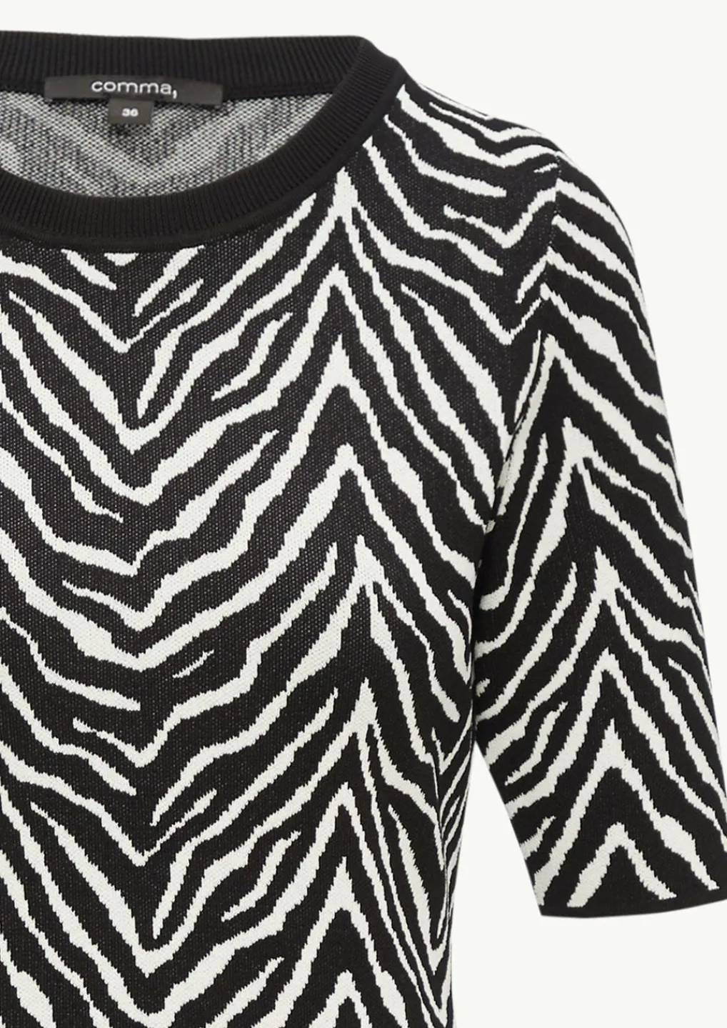 Strick-Kleid mit Zebra-Jaquard und Rippblende-Comma Best