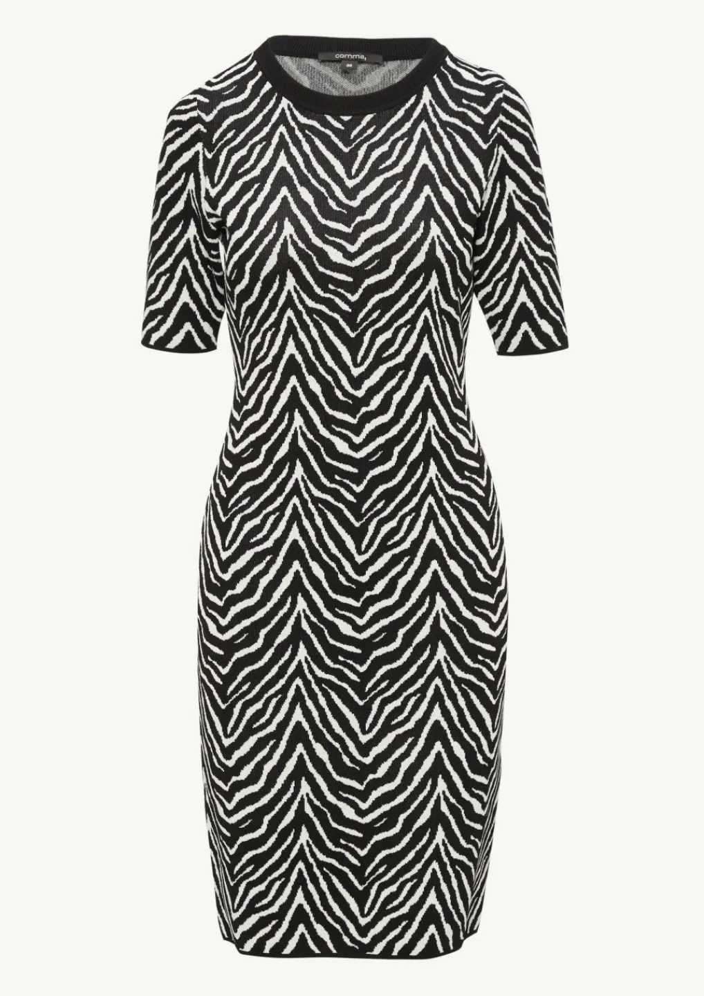 Strick-Kleid mit Zebra-Jaquard und Rippblende-Comma Best