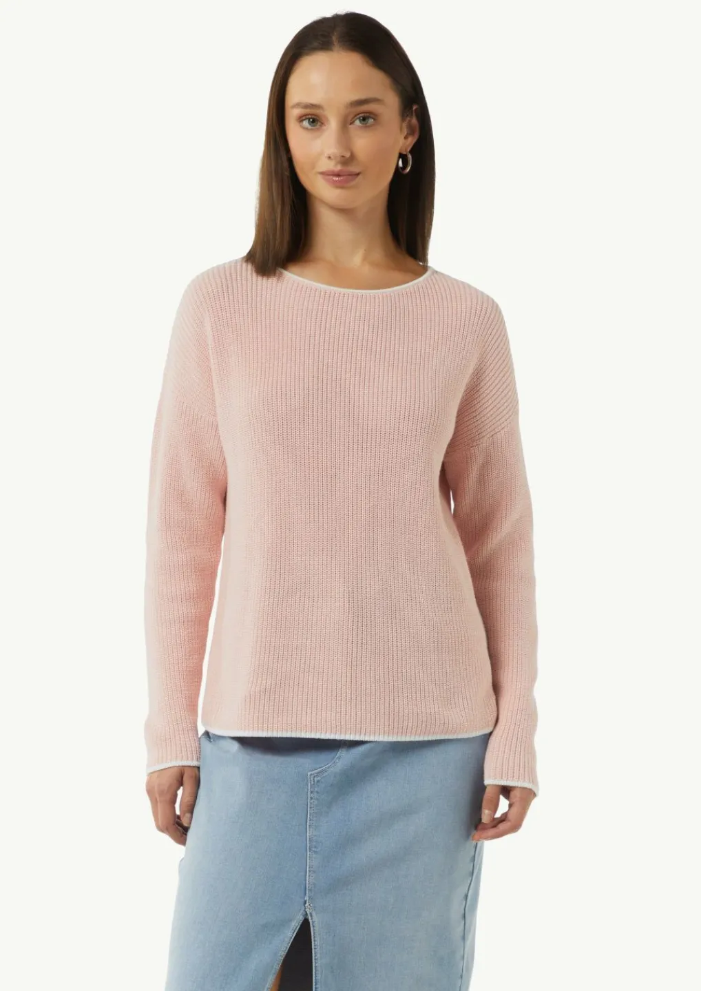 Strickpullover aus Baumwolle mit überschnittenen Schultern-Comma Fashion