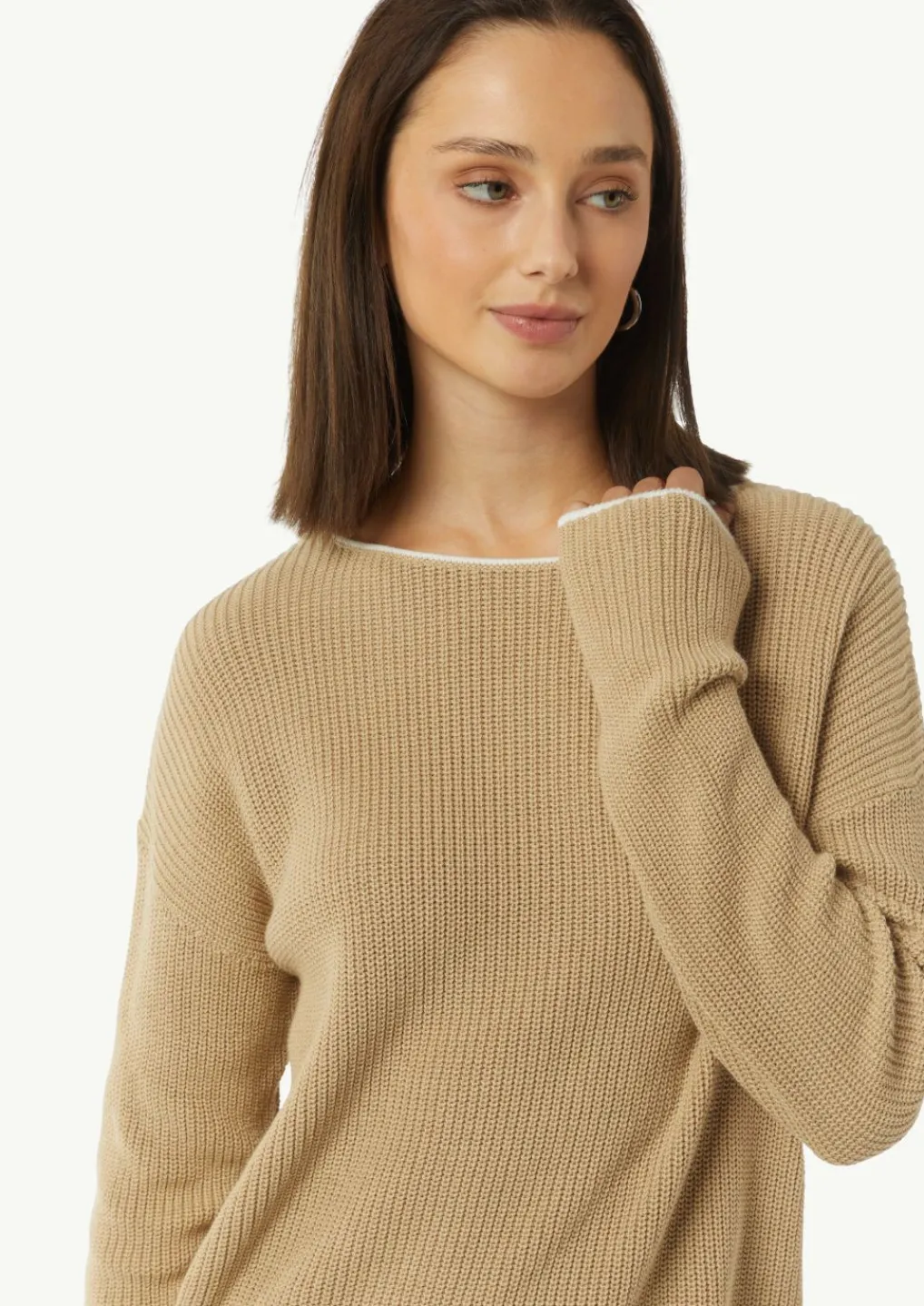 Strickpullover aus Baumwolle mit überschnittenen Schultern-Comma Sale