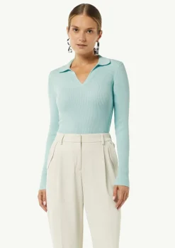 Strickpullover aus Viskosemix mit Polokragen-Comma Hot