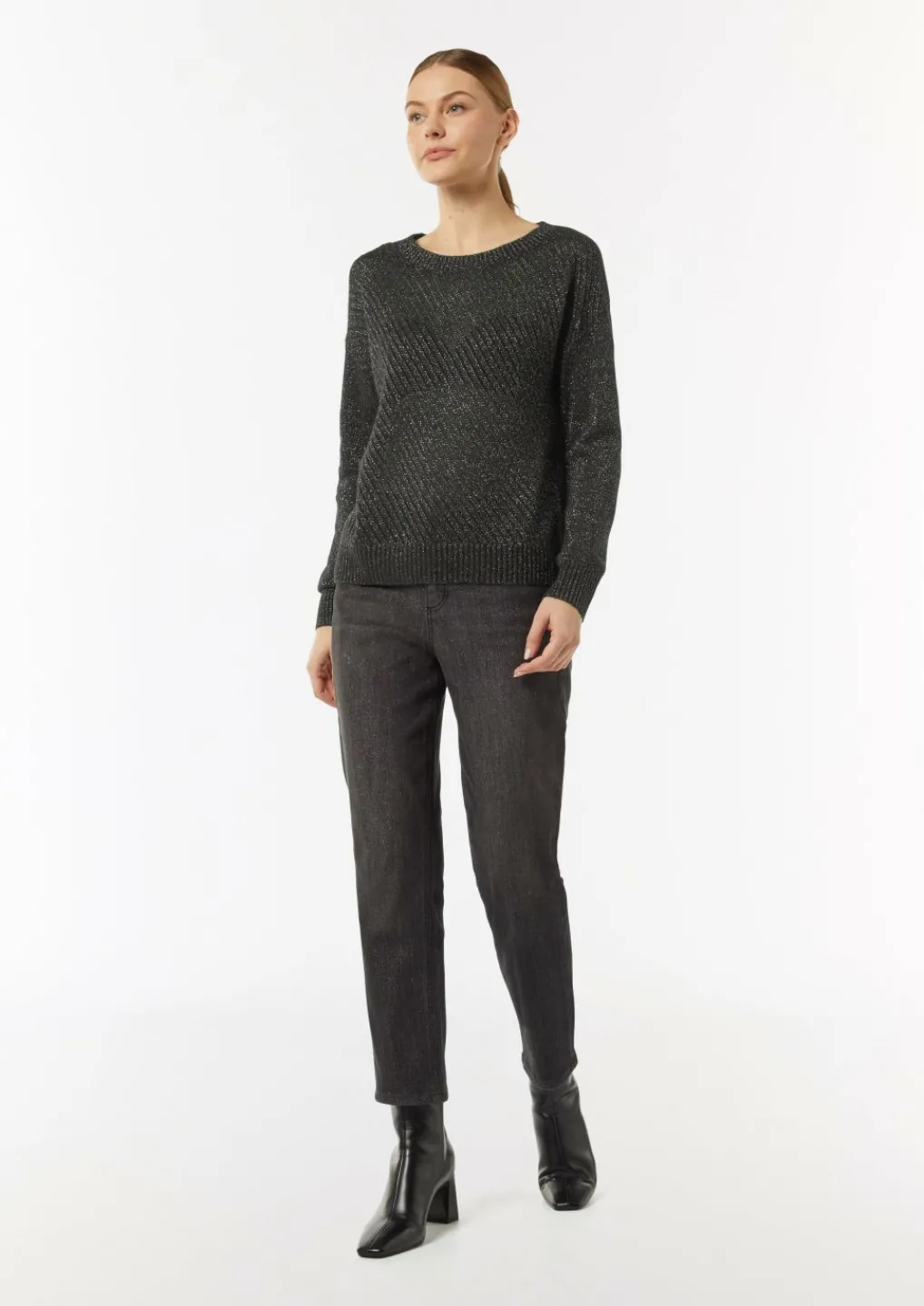 Strickpullover mit Ajourmuster mit Glitzergarn-Comma Clearance