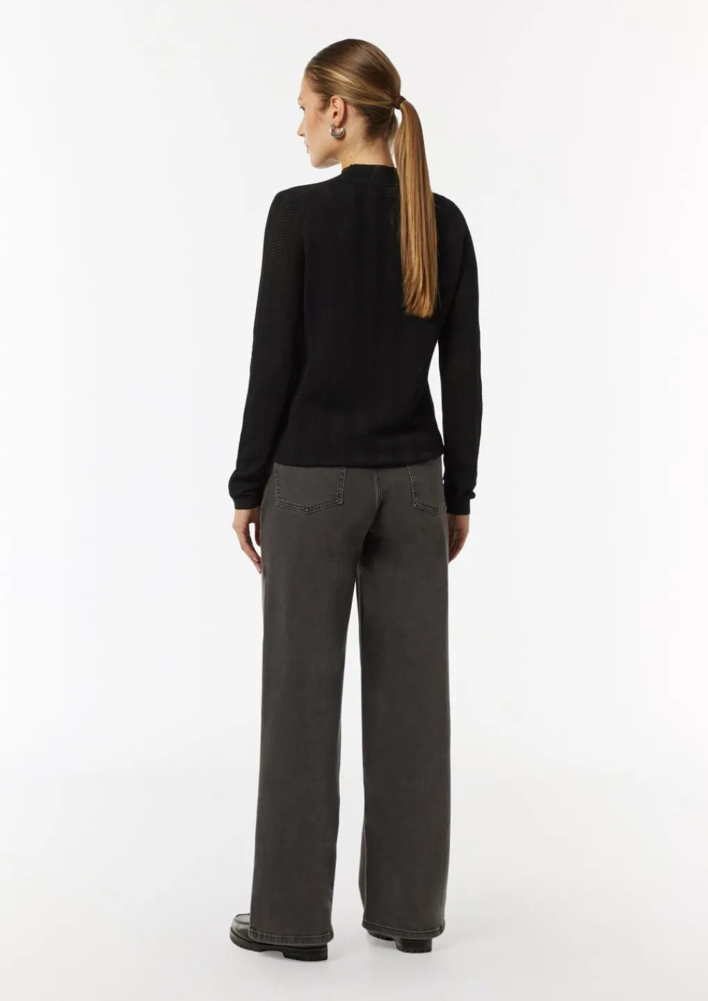 Strickpullover mit Fischgrätmuster und Rippbündchen-Comma Fashion