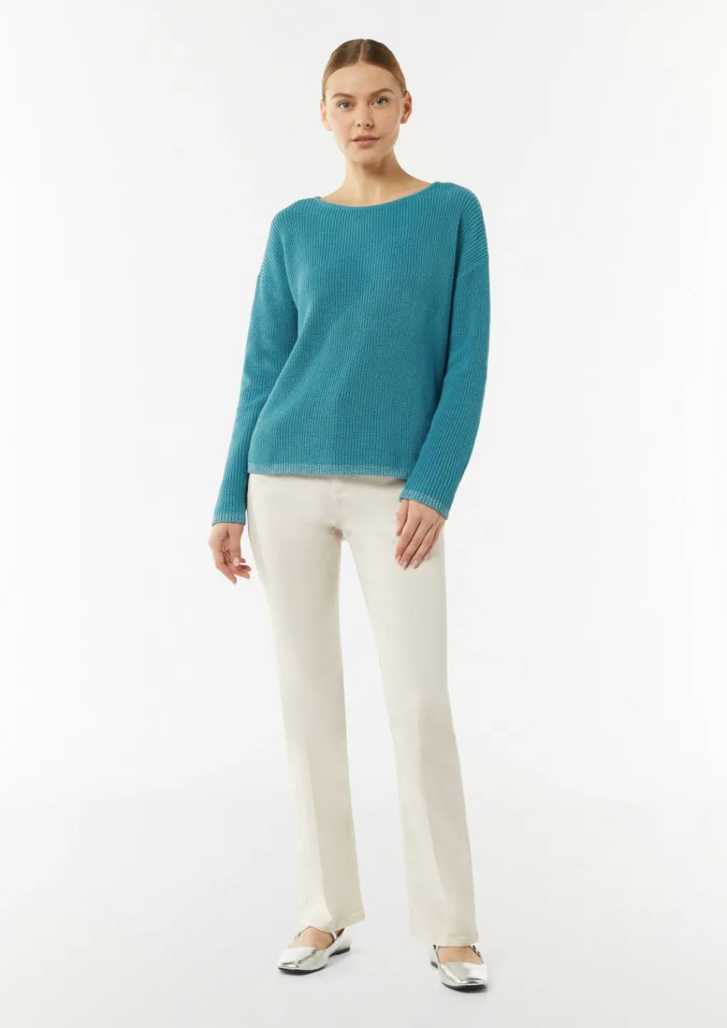 Strickpullover mit Metallic-Garn-Details an Saum und Bündchen-Comma Discount