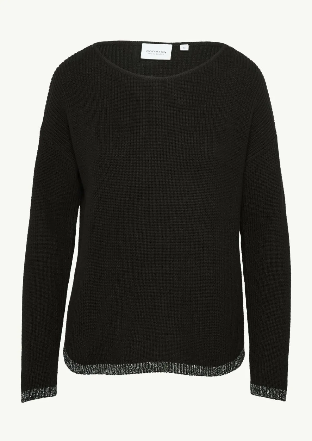 Strickpullover mit Metallic-Garn-Details an Saum und Bündchen-Comma New