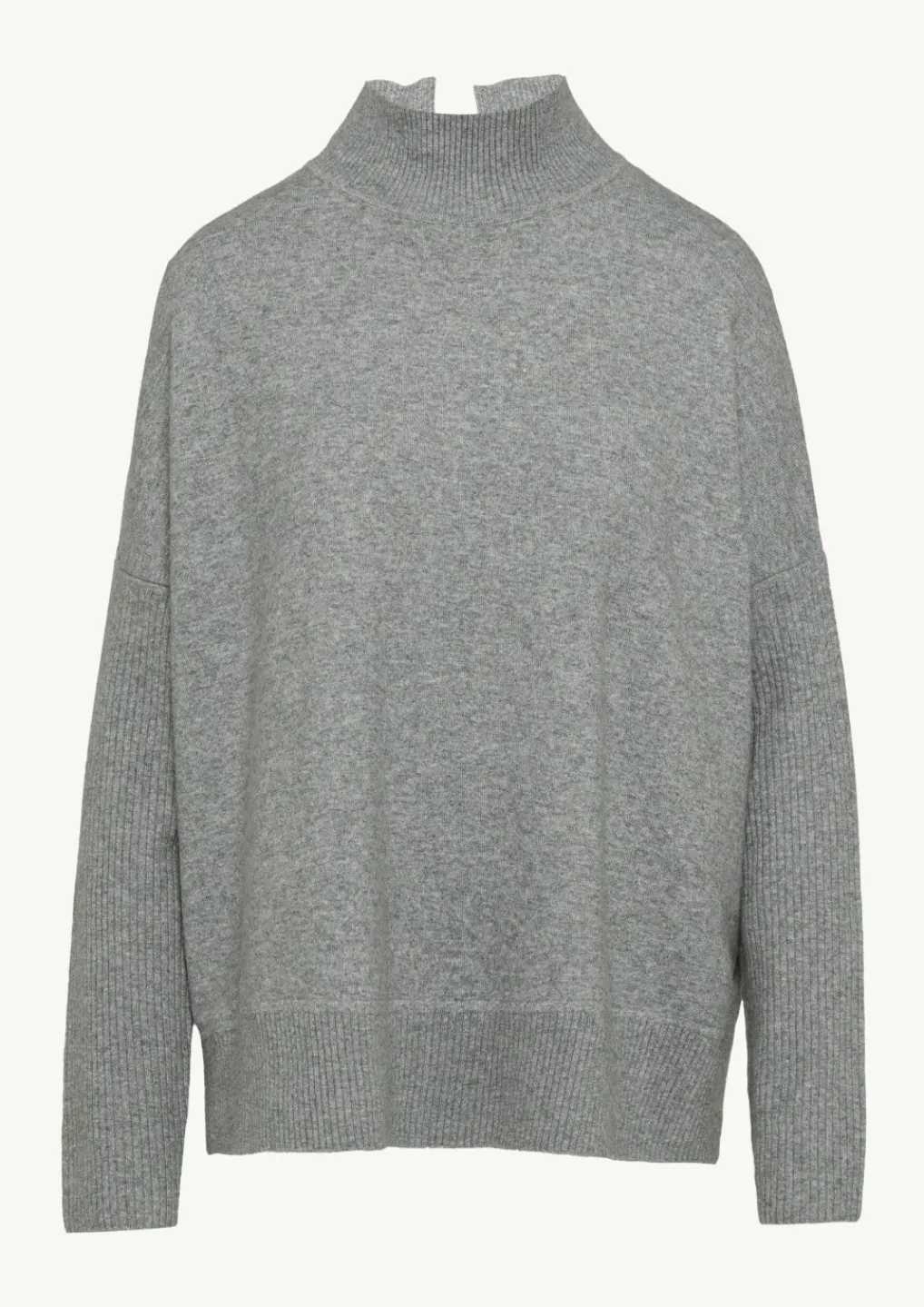 Strickpullover mit Stehkragen und Rippdetail-Comma Discount