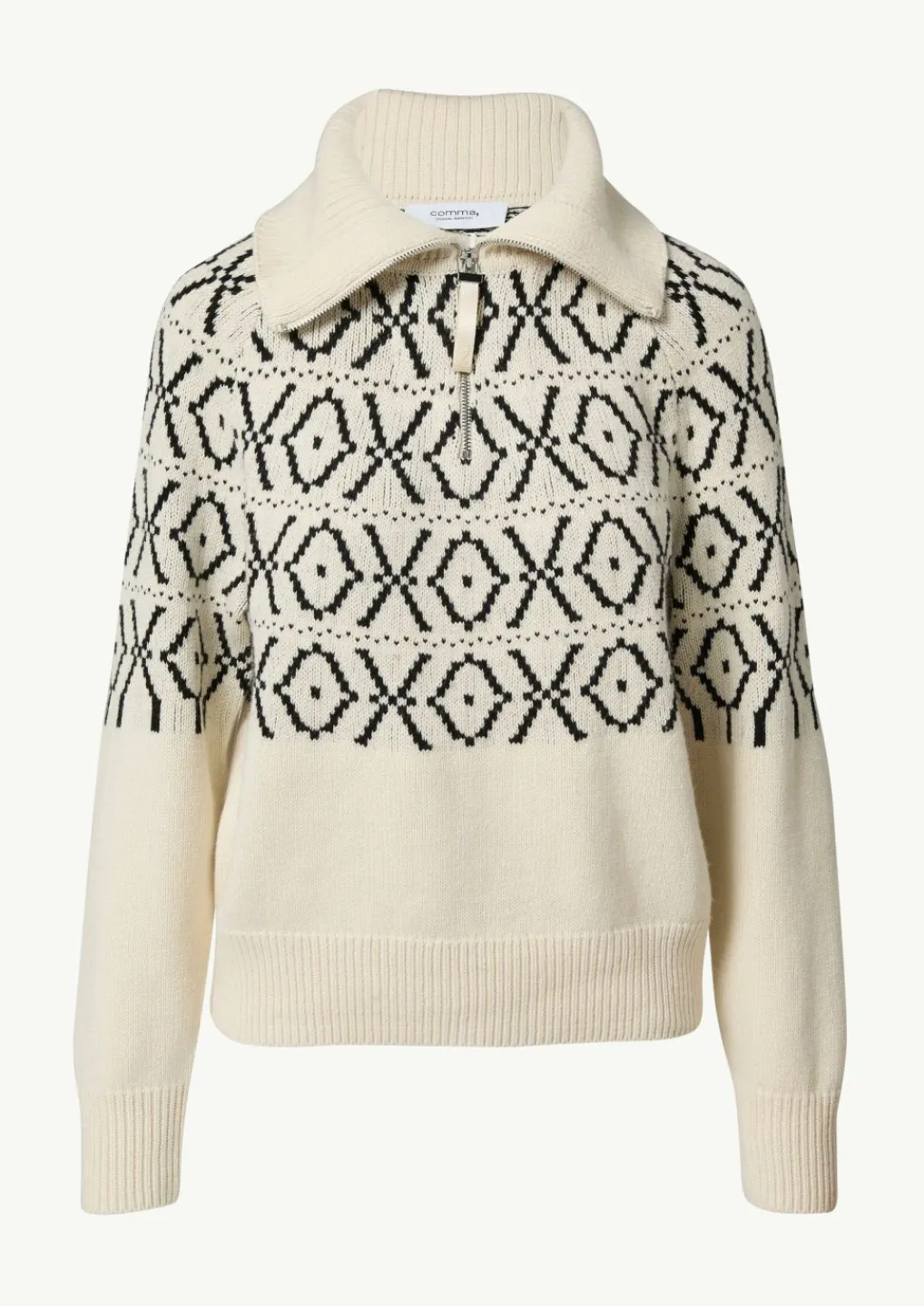 Strickpullover mit Troyer-Kragen-Comma Hot