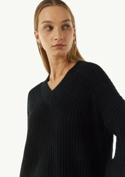 Strickpullover mit V-Ausschnitt und überschnittenen Schultern-Comma Online