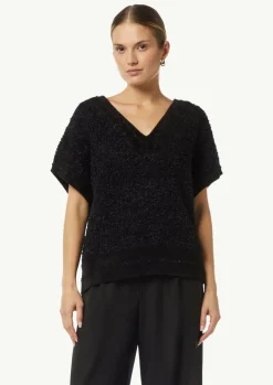 Strickpullover mit V-Ausschnitt und Rippblende-Comma Clearance