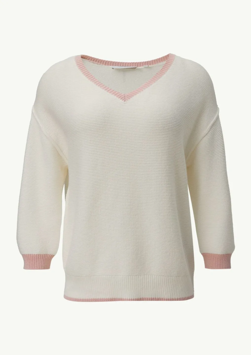 Strickpullover mit V-Ausschnitt und Kontrastdetails-Comma Sale