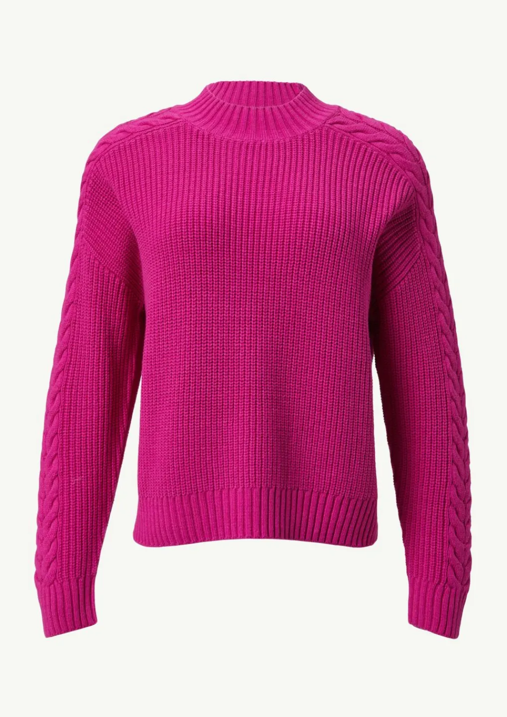 Strickpullover mit Zopfmuster am Ärmel-Comma Sale