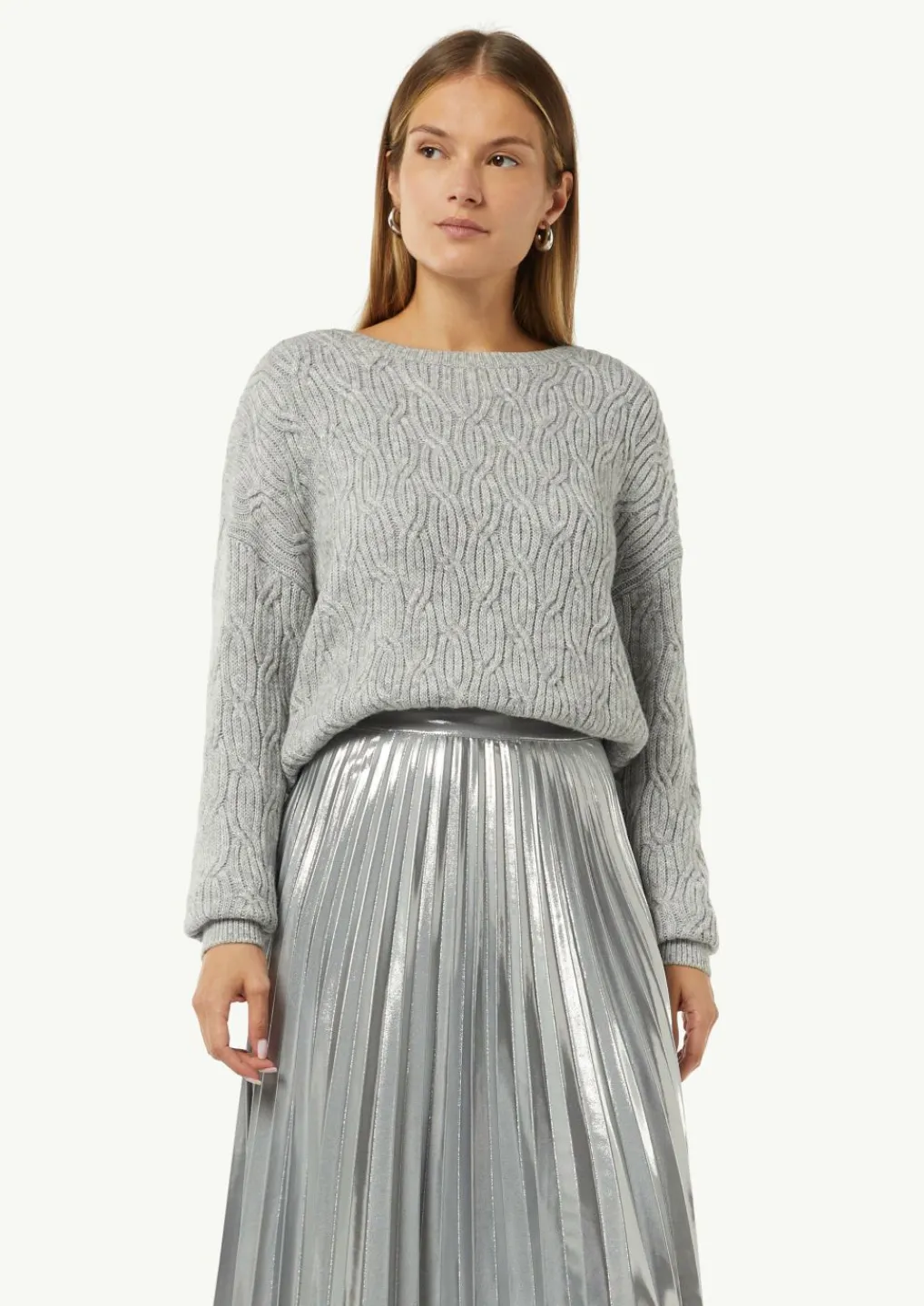 Strickpullover mit Zopfmuster-Comma Discount