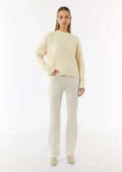 Strickpullover mit Zopfmuster am Ärmel-Comma Sale