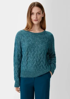 Strickpullover mit Zopfmuster-Comma Sale