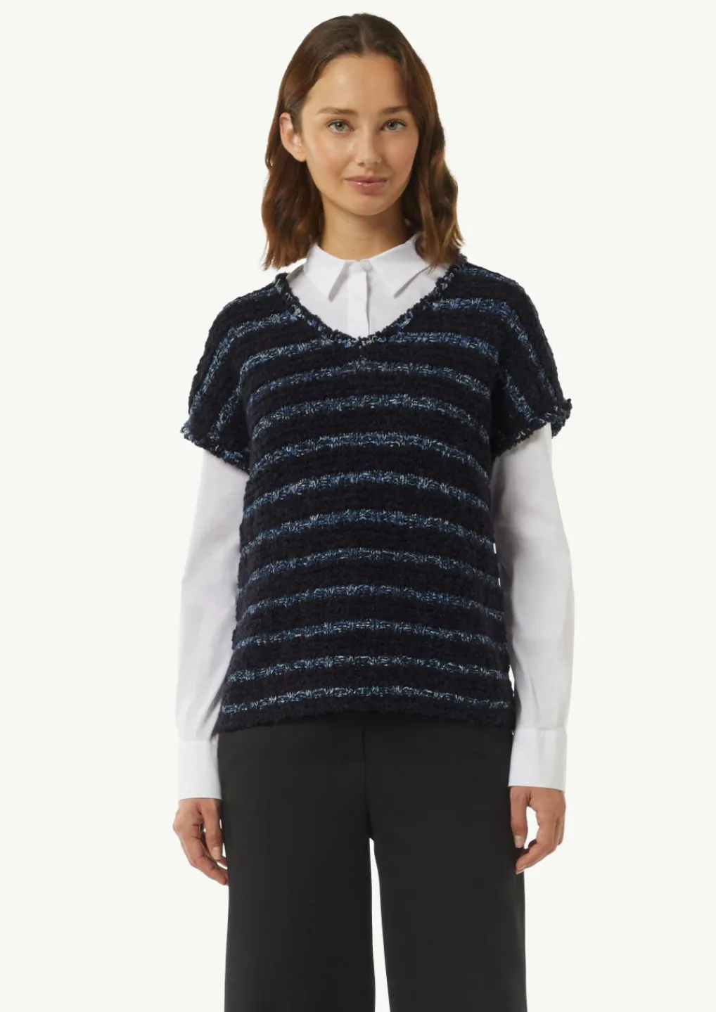 Strickpullunder aus Effektgarn mit Fransen-Comma New