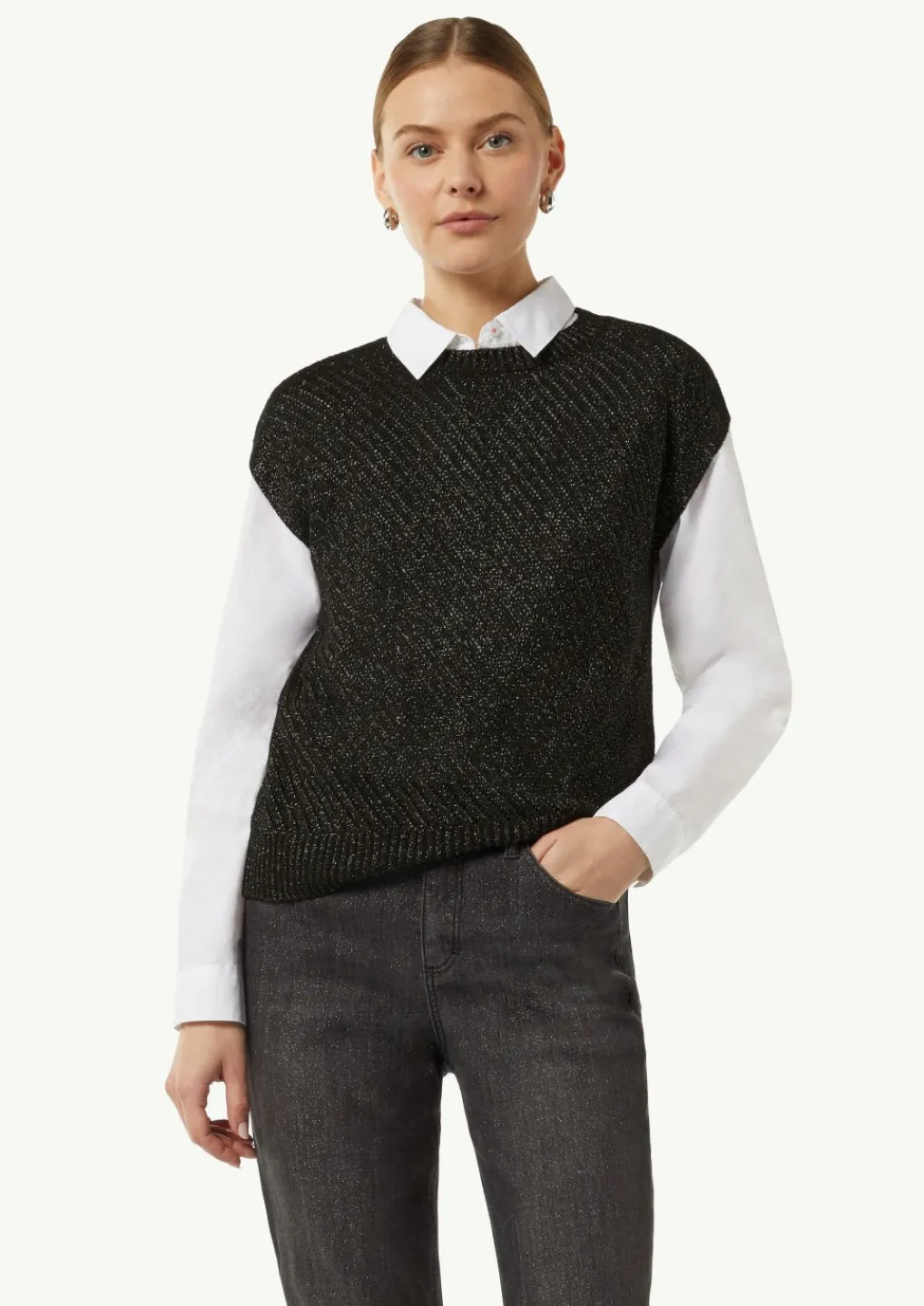 Strickpullunder mit Ajourmuster und Glitzergarn-Comma Outlet