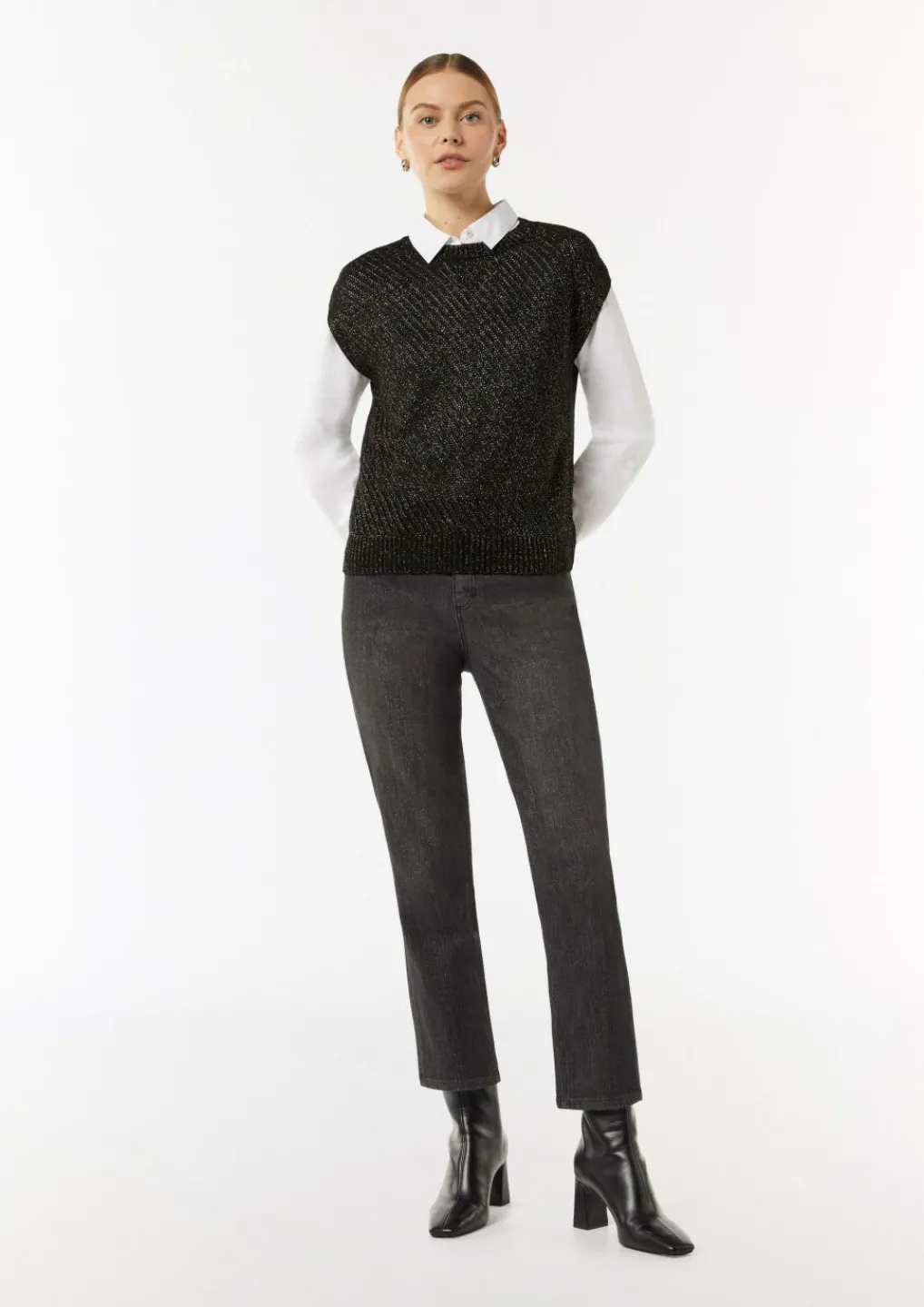 Strickpullunder mit Ajourmuster und Glitzergarn-Comma Outlet