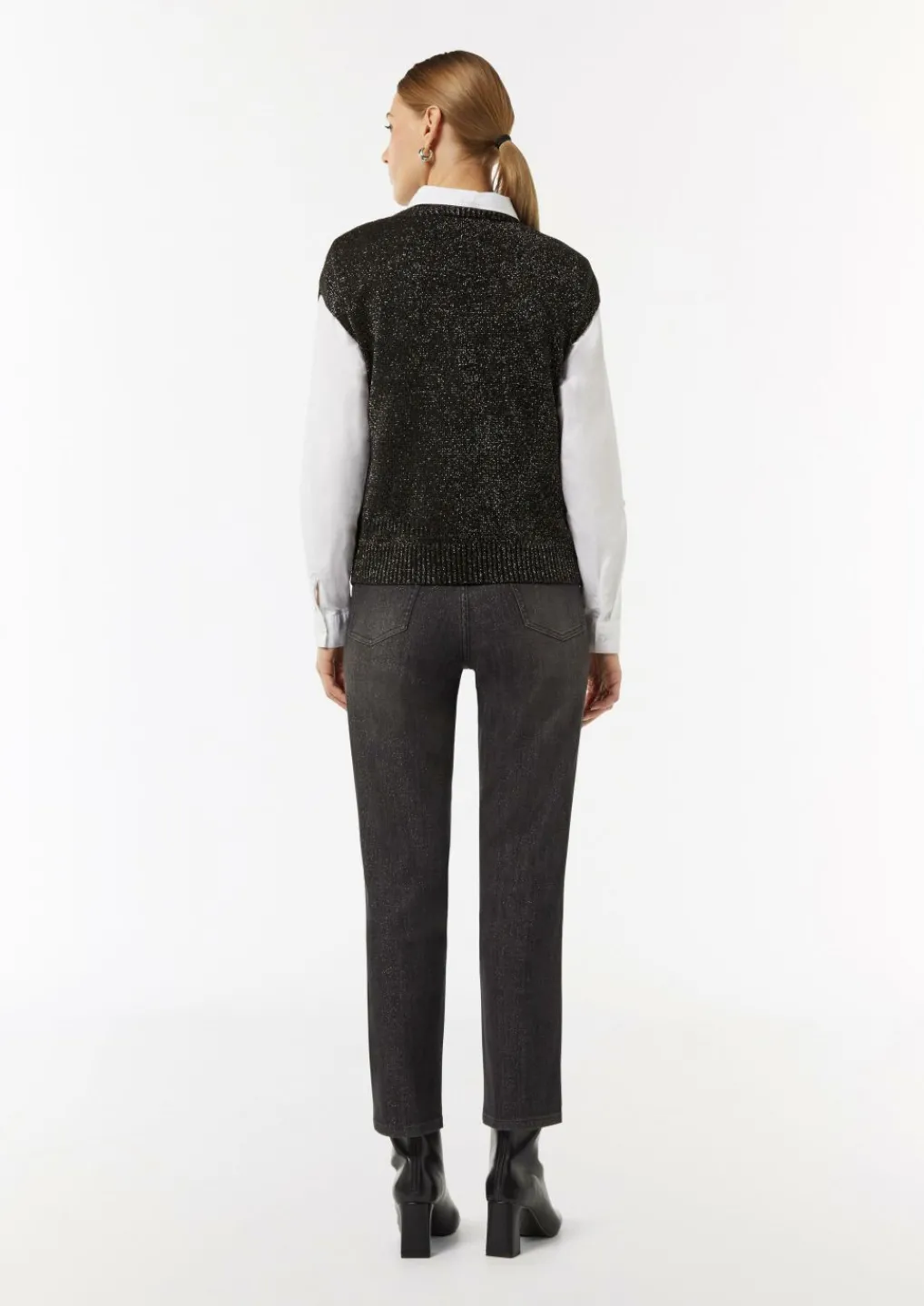 Strickpullunder mit Ajourmuster und Glitzergarn-Comma Outlet