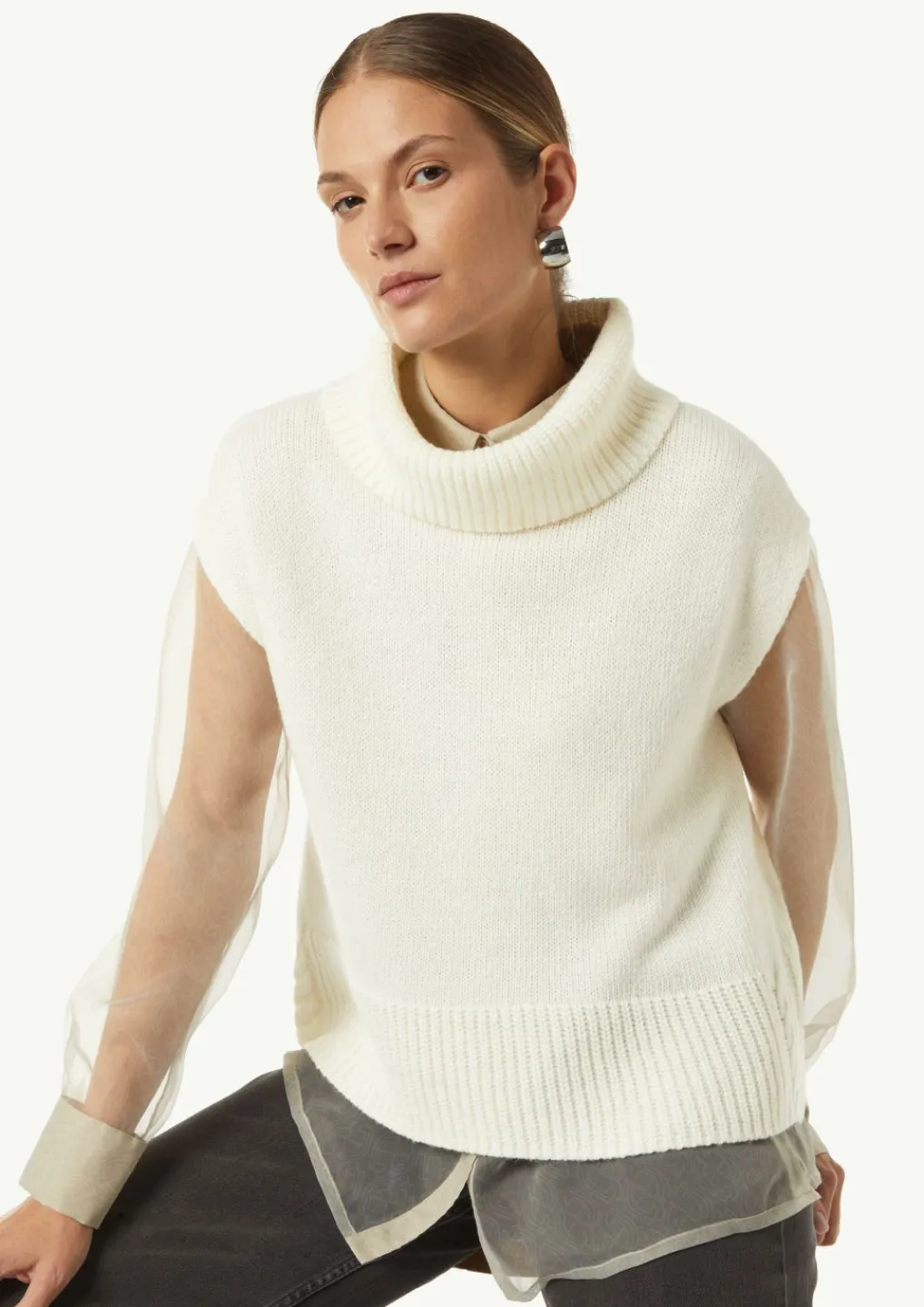 Strickpullunder mit Zopfmuster am Saum-Comma Clearance